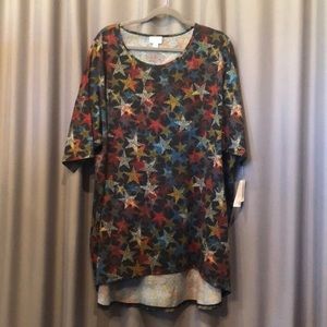 LuLaRoe Irma 3XL Stars Black Red Blue White Gold
